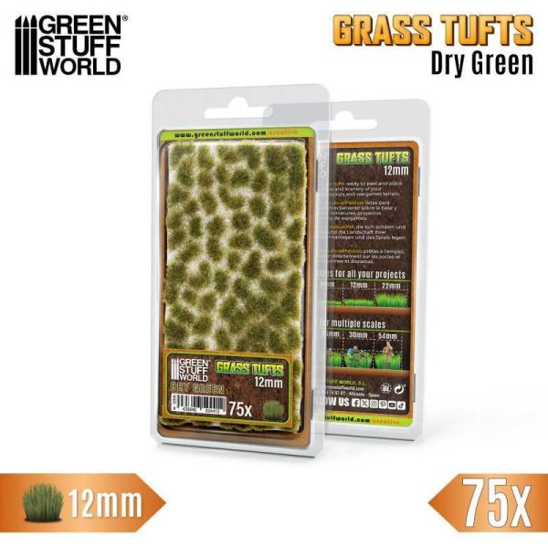 Green Stuff World    Static Grass Tufts 12mm - Dry Green - 8435646524412ES - 8435646524412