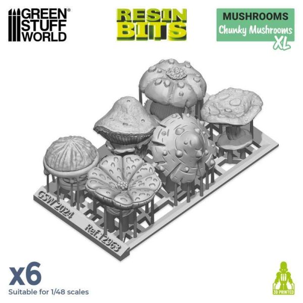 Green Stuff World    3D Printed Set - Chunky Mushrooms XL - 8435646524634ES - 8435646524634