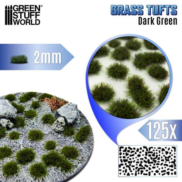 Green Stuff World    Static Grass Tufts 12mm - Dark Green - 8435646524467ES - 8435646524467