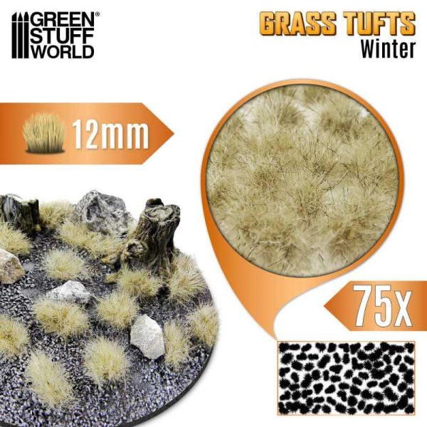 Green Stuff World    Static Grass Tufts 12mm - Winter White - 8435646524429ES - 8435646524429