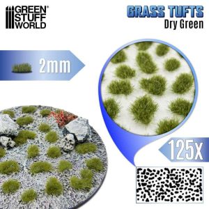 Green Stuff World    Static Grass Tufts 2mm - Dry Green - 8435646524474ES - 8435646524474