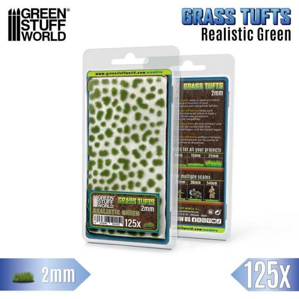 Green Stuff World    Static Grass Tufts 2 mm - Realistic Green - 8435646524450ES - 8435646524450