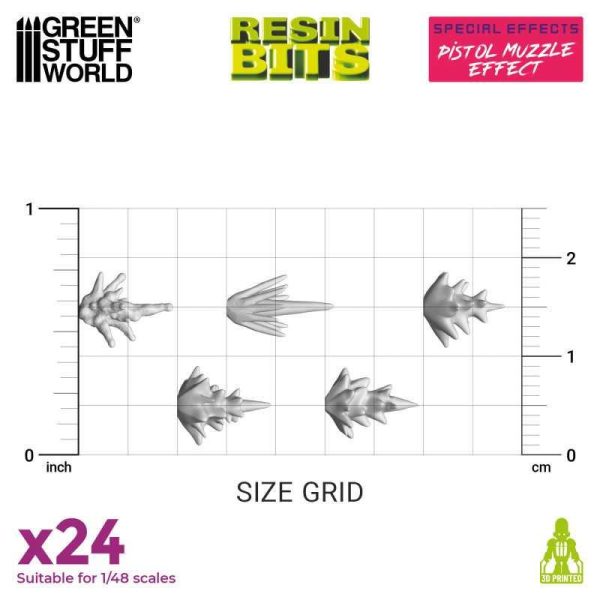 Green Stuff World    3D Printed Set - Pistol Muzzle Flash - 8435646524139ES - 8435646524139