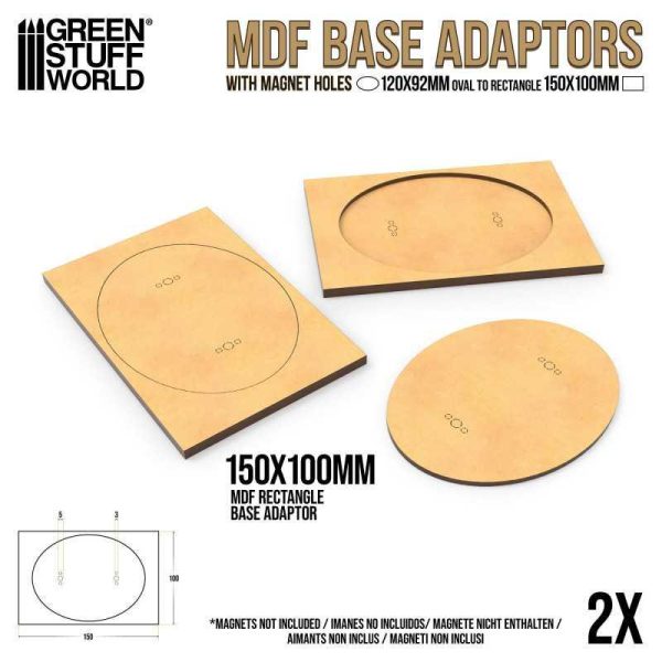 Green Stuff World    MDF Base adapter - Oval 120x92mm to Rectangular 150x100mm - 8435646526140ES - 8435646526140