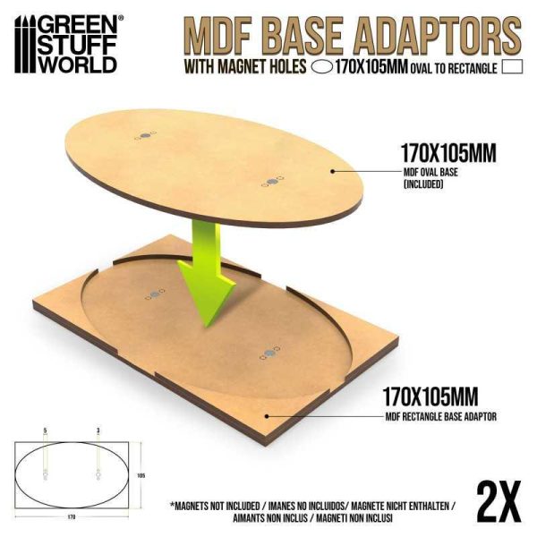 Green Stuff World    MDF Base Adapter - Oval 170x105mm to Rectangular - 8435646526157ES - 8435646526157