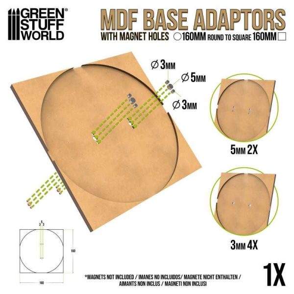 Green Stuff World    MDF Base adapter - Round 160mm to Square - 8435646526126ES - 8435646526126