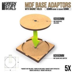 Green Stuff World    MDF Base adapter - Round 60mm to Square - 8435646526089ES - 8435646526089