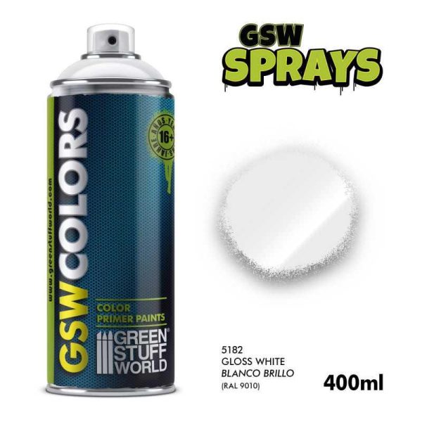 Green Stuff World    White Gloss Spray Paint 400ml - 8435646525426ES - 8435646525426