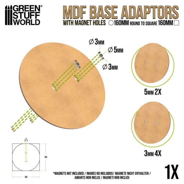 Green Stuff World    MDF Base adapter - Round 160mm to Square - 8435646526126ES - 8435646526126