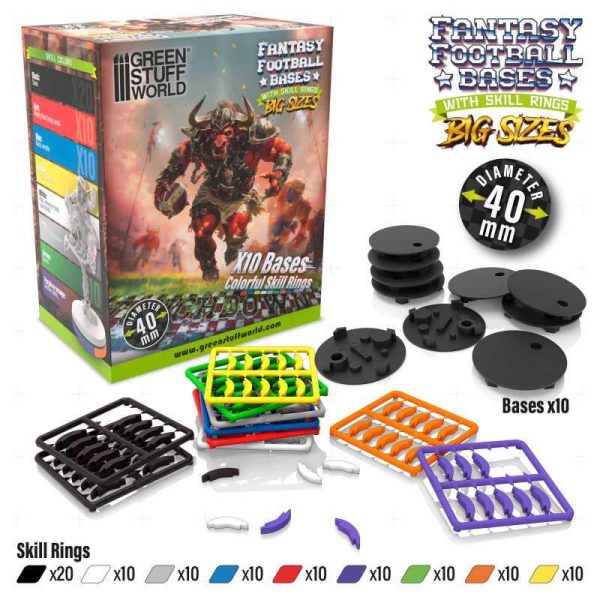 Green Stuff World    Blood Bowl Bases 40mm with Skill Rings - 8435646524030ES - 8435646524030