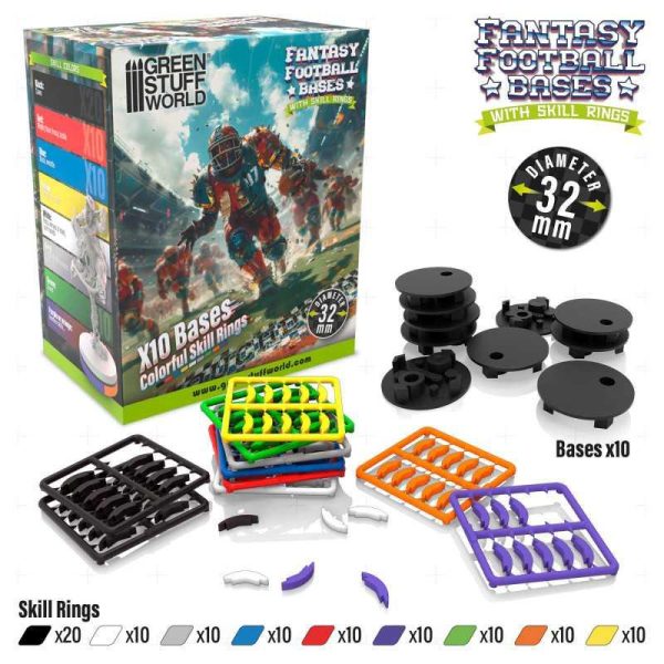 Green Stuff World    Blood Bowl Bases 32mm with Skill Rings - 8435646523910ES - 8435646523910