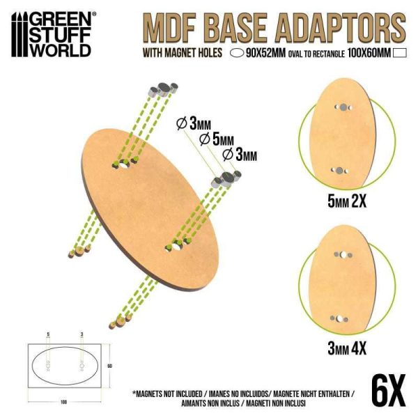 Green Stuff World    MDF Base adapter - Oval 90x52mm to Rectangular 100x60mm - 8435646526133ES - 8435646526133