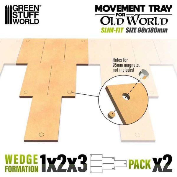 Green Stuff World    MDF Movement Trays Old World Slimfit 180x90mm 1x2x3 - 8435646527376ES - 8435646527376