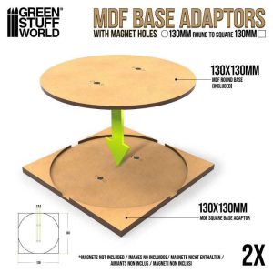 Green Stuff World    MDF Base adapter - Round 130mm to Square - 8435646526119ES - 8435646526119