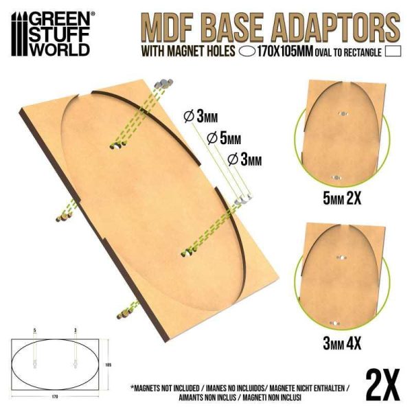 Green Stuff World    MDF Base Adapter - Oval 170x105mm to Rectangular - 8435646526157ES - 8435646526157