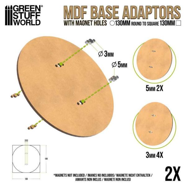 Green Stuff World    MDF Base adapter - Round 130mm to Square - 8435646526119ES - 8435646526119