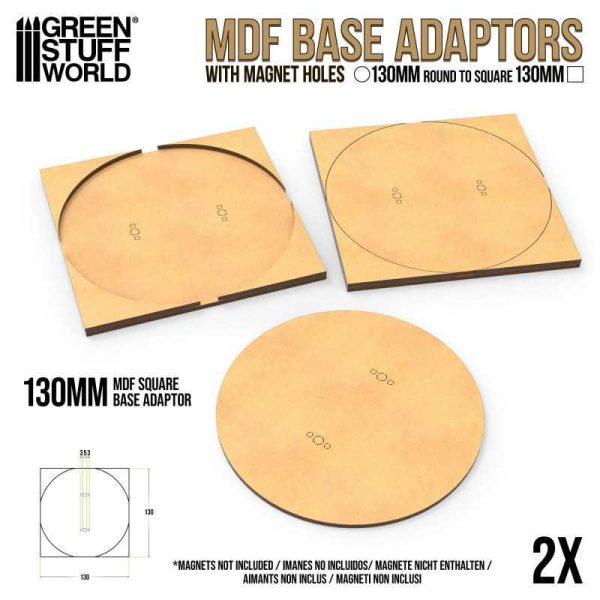 Green Stuff World    MDF Base adapter - Round 130mm to Square - 8435646526119ES - 8435646526119