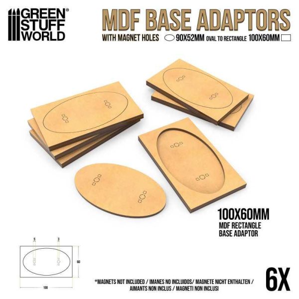 Green Stuff World    MDF Base adapter - Oval 90x52mm to Rectangular 100x60mm - 8435646526133ES - 8435646526133