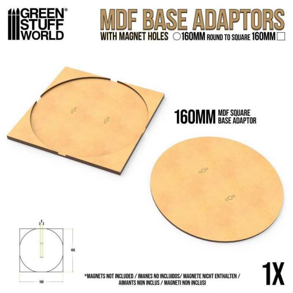 Green Stuff World    MDF Base adapter - Round 160mm to Square - 8435646526126ES - 8435646526126