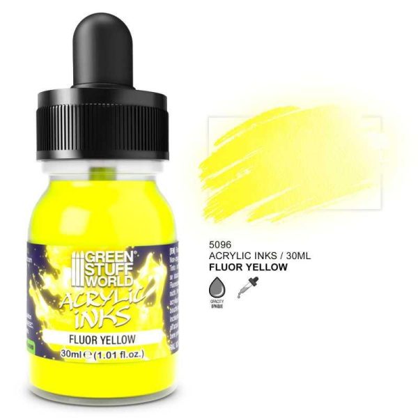 Green Stuff World    Fluor Acrylic Ink - Yellow - 8435646524566ES - 8435646524566