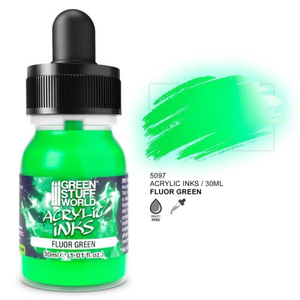 Green Stuff World    Fluor Acrylic Ink - Green - 8435646524573ES - 8435646524573