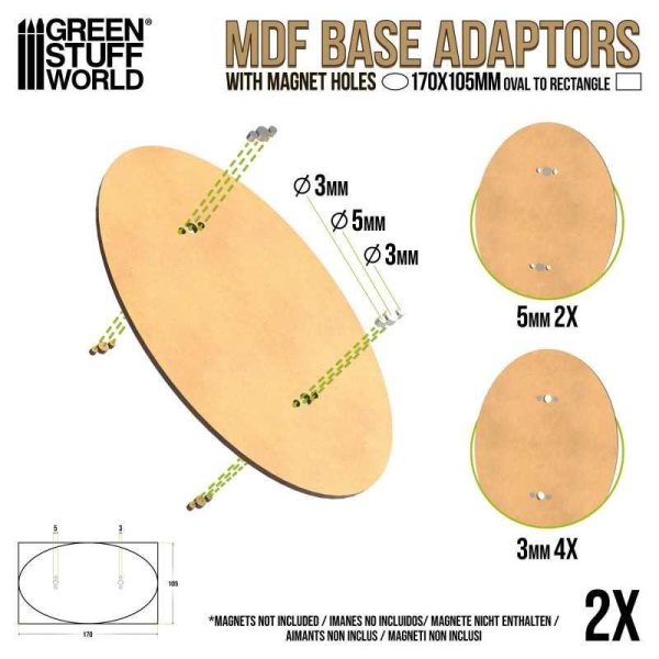 Green Stuff World    MDF Base Adapter - Oval 170x105mm to Rectangular - 8435646526157ES - 8435646526157