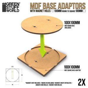 Green Stuff World    MDF Base adapter - Round 100mm to Square - 8435646526102ES - 8435646526102