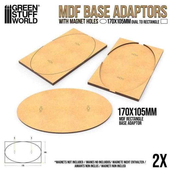 Green Stuff World    MDF Base Adapter - Oval 170x105mm to Rectangular - 8435646526157ES - 8435646526157