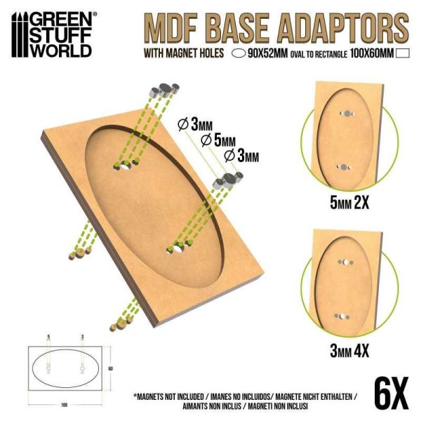 Green Stuff World    MDF Base adapter - Oval 90x52mm to Rectangular 100x60mm - 8435646526133ES - 8435646526133