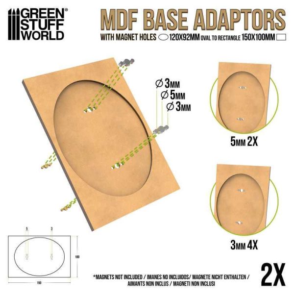 Green Stuff World    MDF Base adapter - Oval 120x92mm to Rectangular 150x100mm - 8435646526140ES - 8435646526140