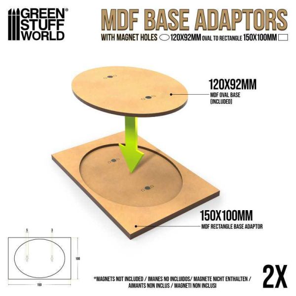 Green Stuff World    MDF Base adapter - Oval 120x92mm to Rectangular 150x100mm - 8435646526140ES - 8435646526140