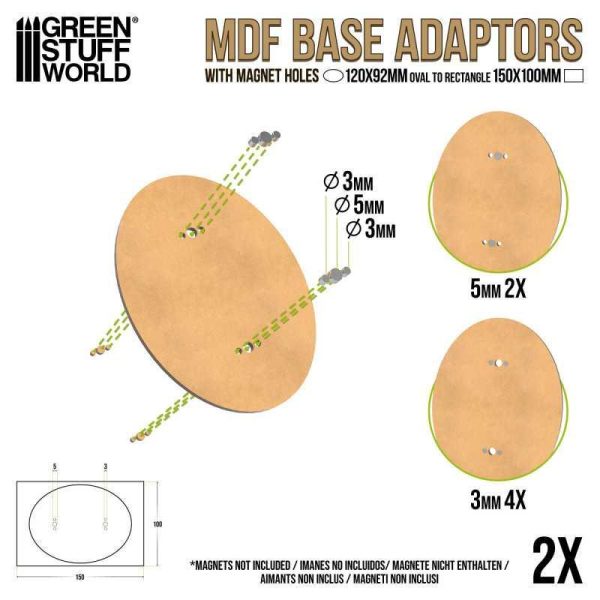 Green Stuff World    MDF Base adapter - Oval 120x92mm to Rectangular 150x100mm - 8435646526140ES - 8435646526140