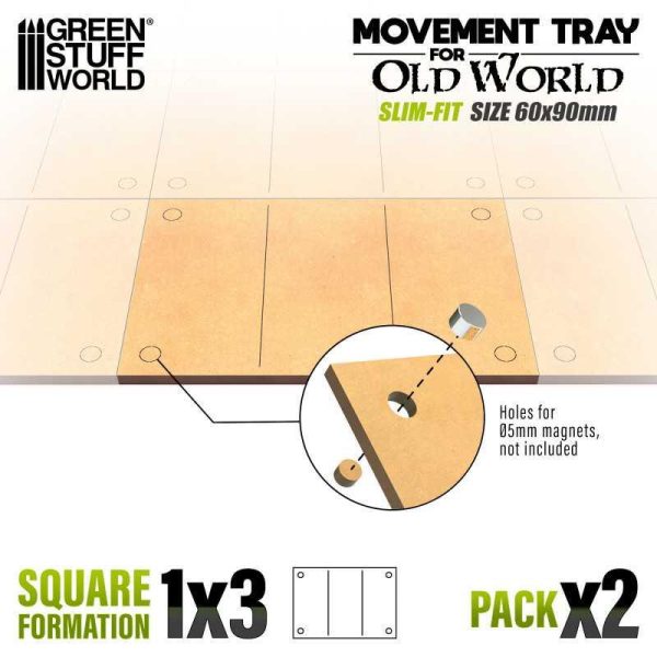 Green Stuff World    MDF Movement Trays - Slimfit 90x60mm - 8435646527390ES - 8435646527390