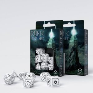 Q-Workshop    Runic White & black Dice Set (7) - SRUN02 - 5907814951014