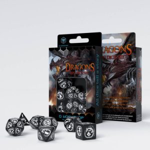 Q-Workshop    Dragons Black & white Dice Set (7) - SDRA05 - 5907814951625