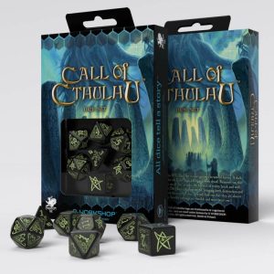 Q-Workshop    Call of Cthulhu Black & glow-in-the-dark Dice Set (7) - SCTH19 - 5907699492411