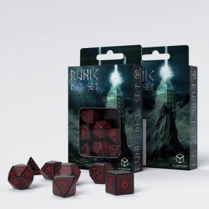 Q-Workshop    Runic Black & red Dice Set (7) - SRUN06 - 5907814951038