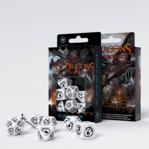 Q-Workshop    Dragons White & black Dice Set (7) - SDRA02 - 5907814951618