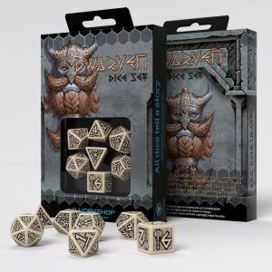 Q-Workshop    Dwarven Beige & black Dice Set (7) - SDWA18 - 5907699491278