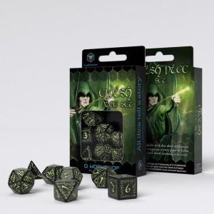 Q-Workshop    Elvish Black & glow-in-the-dark Dice Set (7) - SELV19 - 5907814951830