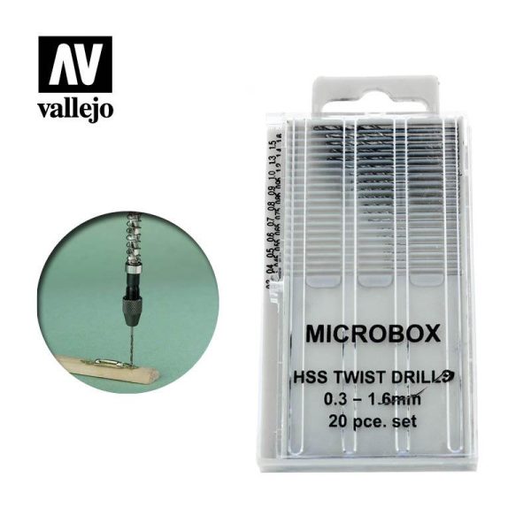 Vallejo    AV Vallejo Tools - Microbox Drill Set (20) 0.3-1.6mm - VALT01001 - 8429551930055