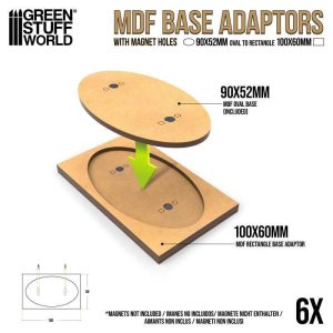 Green Stuff World    MDF Base adapter - Oval 90x52mm to Rectangular 100x60mm - 8435646526133ES - 8435646526133